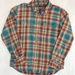 Loser Machine Co. Teal and Orange Plaid LS Shirt - Medium - Skater Grunge Street